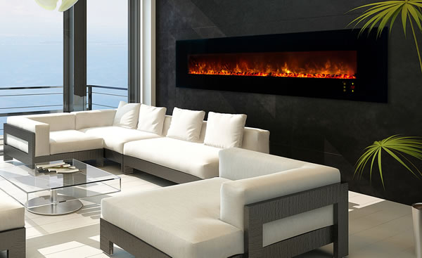 Modern Flames 100 Inch Electric Fireplace | Fine Perfect as a wall-mounted or recessed fireplace