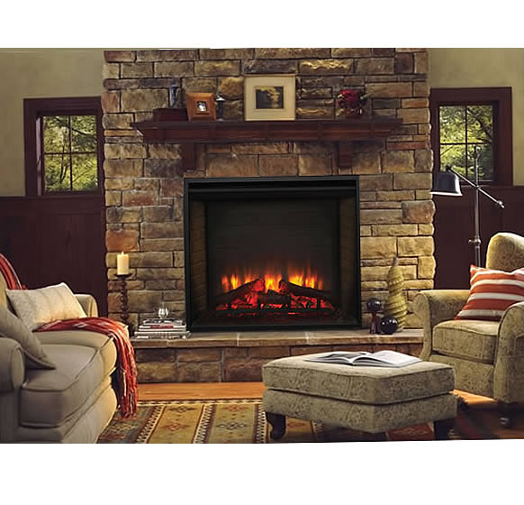 The SimpliFire 36 built-in electric fireplace offers the most realistic flame technology in an electric fireplace and comes standard with multi function remote control