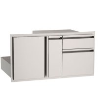 (image for) 36-Inch Wide American Outdoor Grill Door with Platter Storage & Double Drawer