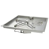 (image for) 42 Inch Square Bowl Gas Fire Pit Kit with Electronic Ignition 400,000 BTU