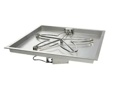 (image for) 24 Inch Square Bowl Gas Fire Pit Kit with Electronic Ignition 125,000 BTU