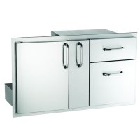 (image for) 36" Wide American Outdoor Grill Door with Platter Storage & Double Drawer
