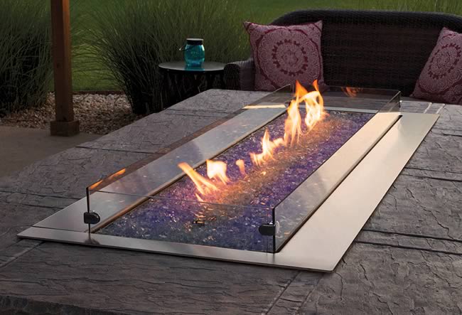 Rose Outdoor Linear Fire Pit, Outdoor Built In Gas Fire Pit
