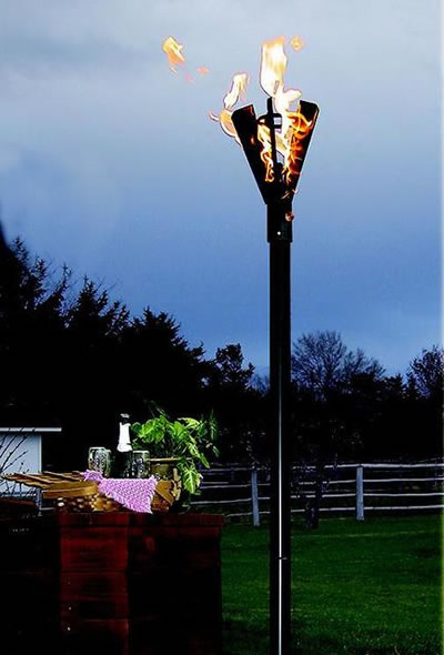 gas torches tiki torch mount propane fin natural outdoor finesgas permanent portable modern lighting lights fire patio garden pit regulator
