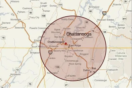 Service Area Map Fine's Gas Service Area Map for Heater Cleaning Services | Chattanooga and Northwest Georgia