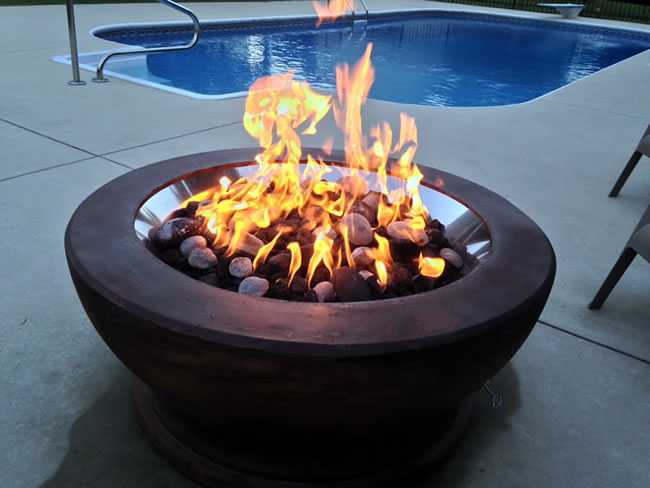 36 Inch Round Gas Fire Pit Insert With Flat Pan | Fine's Gas