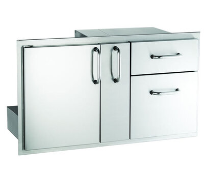 36" Wide American Outdoor Grill Door with Platter Storage & Double Drawer