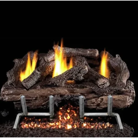 24 Inch Vent Free Charred Aged Split Oak Outdoor Gas Log Set