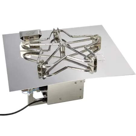 24 Inch Square Gas Fire Pit Kit with Electronic Ignition 125,000 BTU