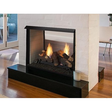 Ventfree See-Thru Fireplace with Multi-Side Log Set