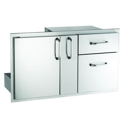 36" Wide American Outdoor Grill Door with Platter Storage & Double Drawer