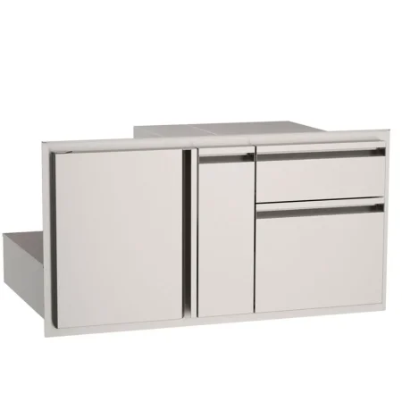 36-Inch Wide American Outdoor Grill Door with Platter Storage & Double Drawer