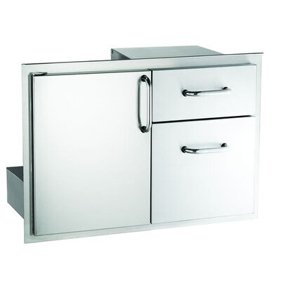 30" Wide American Outdoor Grill Storage Door With Double Drawers