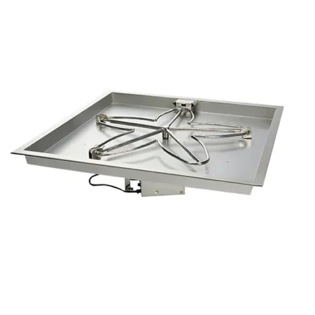 18 Inch Square Bowl Gas Fire Pit Kit with Electronic Ignition 65,000 BTU