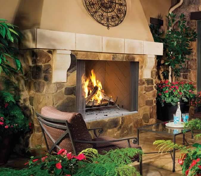 Superior 36 Outdoor Fireplace with Electronic Ignition, White Stacked Refractory  Panels 